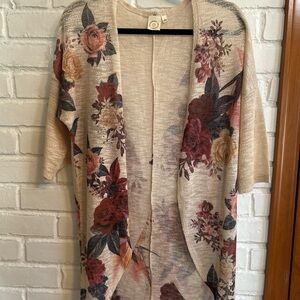 Elegant Floral Beige Cardigan